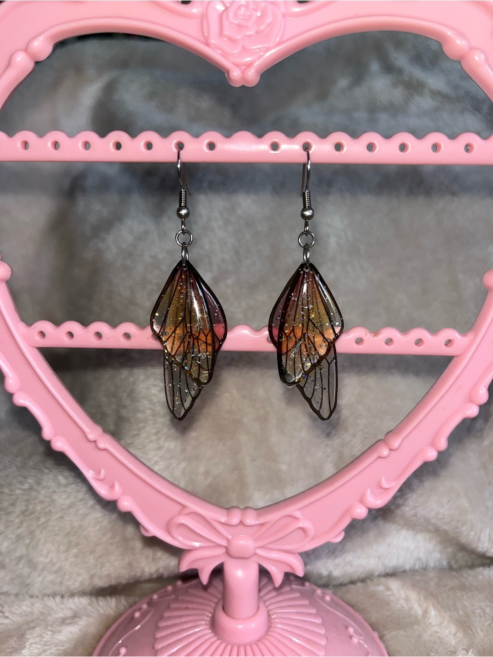 Source Unknown Orange and Gold Wing Drop Earrings - Women Jewelry